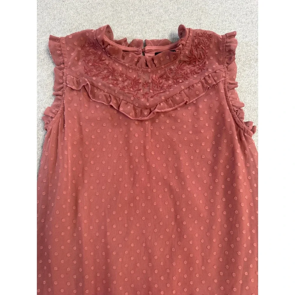 Girls Boutique Swiss Dot Ruffle Dress Sz 14 Dusty Rose Tiered Party Tween Flowy